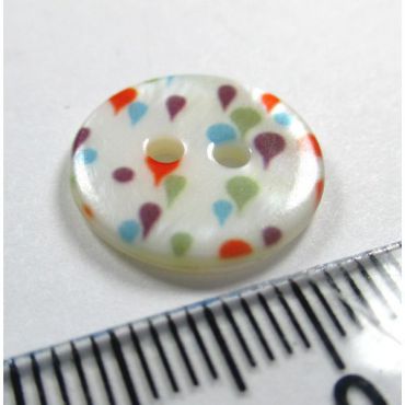 BOUTON NACRE PLUIE VIOLET ROUGE 15MM