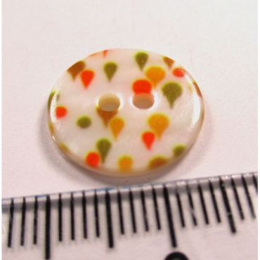 BOUTON NACRE JAUNE ORANGE 15MM