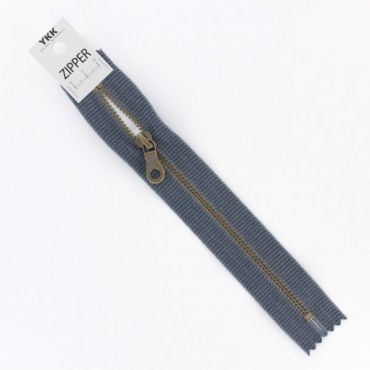  Zipper métal "coton délavé" gris foncé 20cm