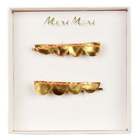 2 clips cheveux coquilles d'or