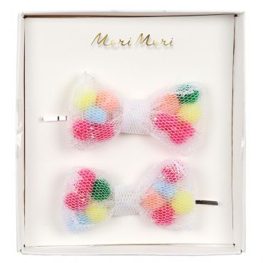 2 barrettes sachets de pompons