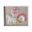 Broches brodées licorne