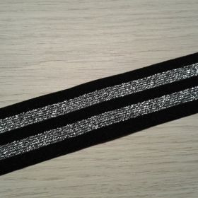 Élastique rayé argent/noir 40mm