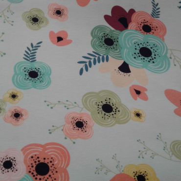 Tissu jersey fleuri