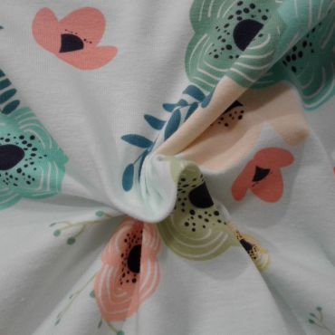 Tissu jersey fleuri