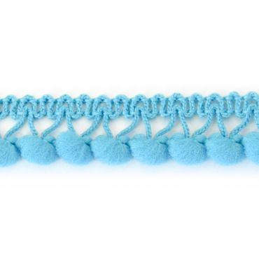 Galon à pompons bleu ciel