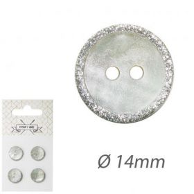 Bouton nacre 14mm argent