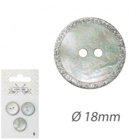 Bouton nacre 18mm argent