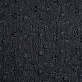 Double gaze gaufree  Adele   noir brodée 100% co 130cm