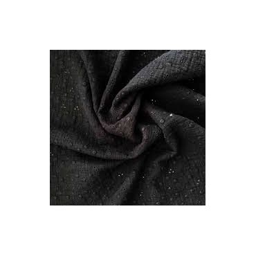 Double gaze gaufree  Adele   noir brodée 100% co 130cm