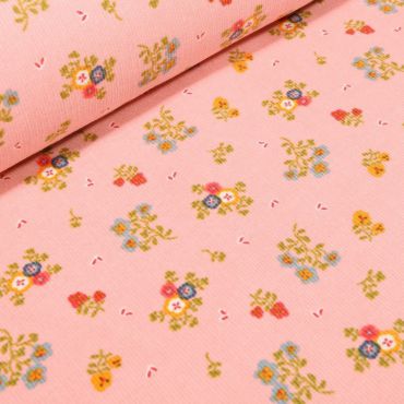 Velour millerais fleuris rose