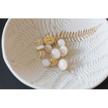 Bouton de bottine palleté or 11mm blanc