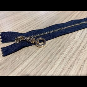 Fermeture metal doré 40cm marine