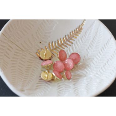 Bouton de bottine corail pailleté or 11mm