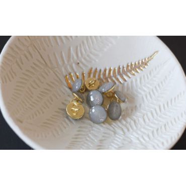 Bouton de bottine gris perle pailleté or 11mm