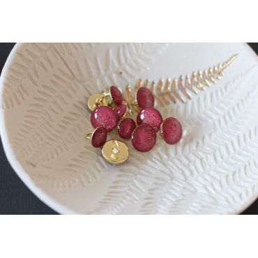 Bouton de bottine fuchsia pailleté or 11mm