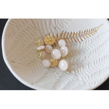 Bouton de bottine blanc pailleté or 9mm