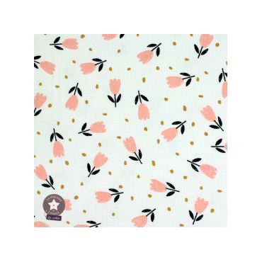 Velour milleraies blanc tulipe rose 145cm