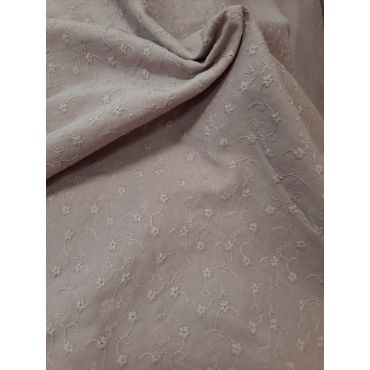 Coton brodé vieux rose