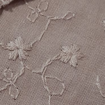 Coton brodé  et festonné vieux rose