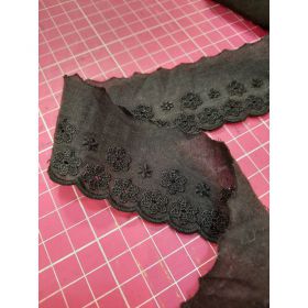 Broderie anglaise fleurs 100%coton 47mm noir