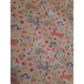Coton licorne rose 150cm