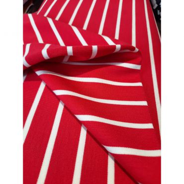 Marinière jersey rouge et blanc 68vi 32pe 280g/m 160cm
