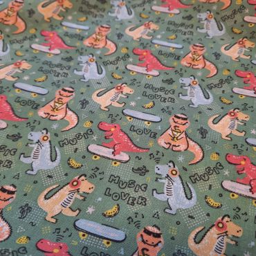 Coton dino kaki 150cm