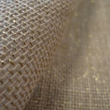 TOILE DE JUTE LUREX NATUREL OR 150CM