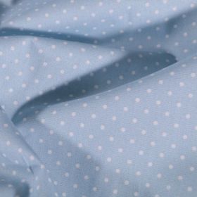 Coton enduit à pois fond bleu ciel 80% co 20% pC 150cm