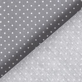 Toile enduite à pois sur fond gris80% co 20% pC 150cm