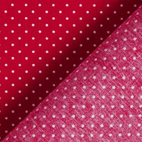 Coton enduit leger à pois sur fond rouge 80% co 20% pC 150cm