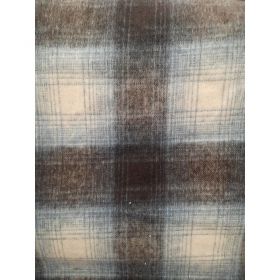 LAINAGE QUADRILLE BLEU jean et choco150CM 30%LAINE 70%PE