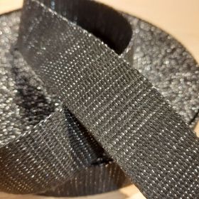 Sangle gris anthracite et fil de lurex argent  30mm