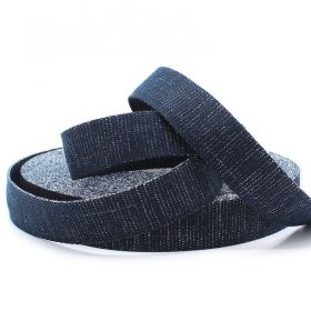 Sangle bleu marine avec fil de lurex argenté 30mm
