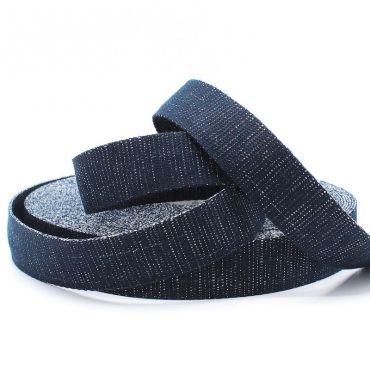 Sangle bleu marine avec fil de lurex argenté 30mm