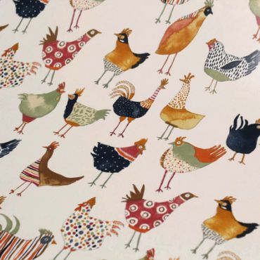 Poules vintage coton enduit pvc 135cm