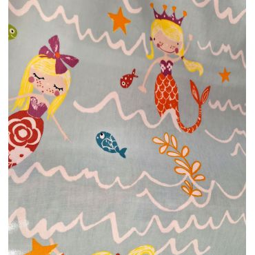 ENDUIT MERMAID AQUA137CM SIRENE SUR FOND BLEU