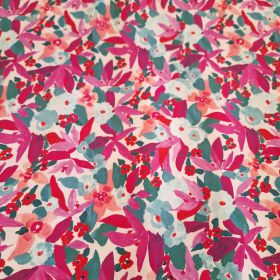 VISCOSE FLEURIE ROSE/ VERT 140CM  Nérida Hansen