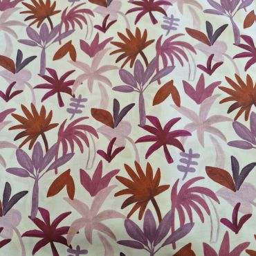 VOILE DE COTON PALMIER ROUILLE /PARME 150CM