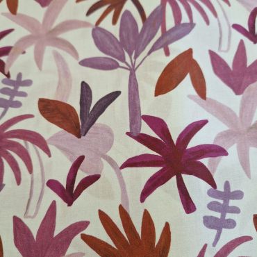 VOILE DE COTON PALMIER ROUILLE /PARME 150CM