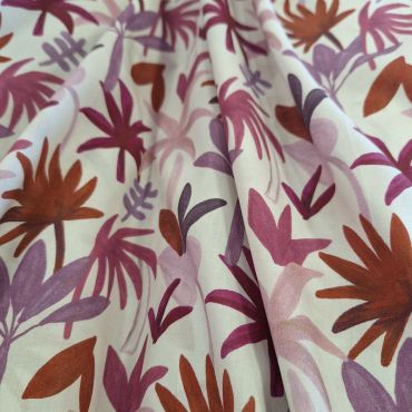 VOILE DE COTON PALMIER ROUILLE /PARME 150CM