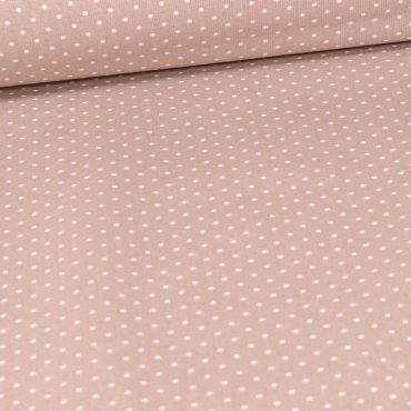 Coton enduit à pois blancs /rose 80% CO 20% PC 150cm