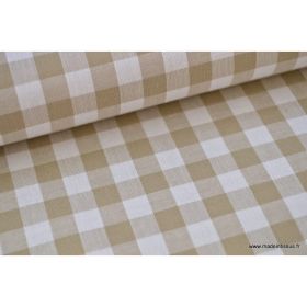 COTON VICHY 100%CO  TAUPE GD CARREAUX 0.158KG/M 144CM