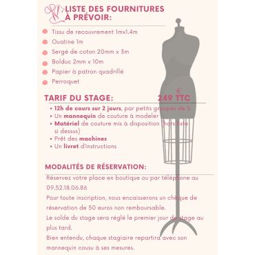 Stage Mannequin : SEPTEMBRE 2025