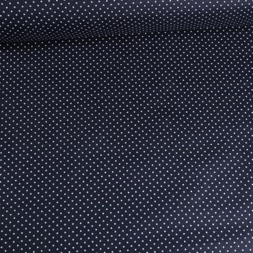 Coton enduit à pois blanc/marine 80% CO 20% PC 150cm