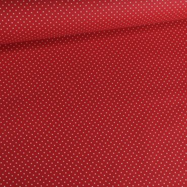 coupon coton enduit léger rouge à pois blancs