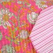 Coton matelassée motif fleurs Indienne fuchsia