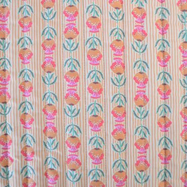 Coton matelassée motif fleurs Indienneréversible