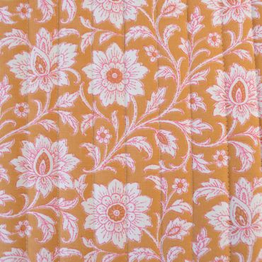 Coton matelassée motif fleurs Indienneréversible